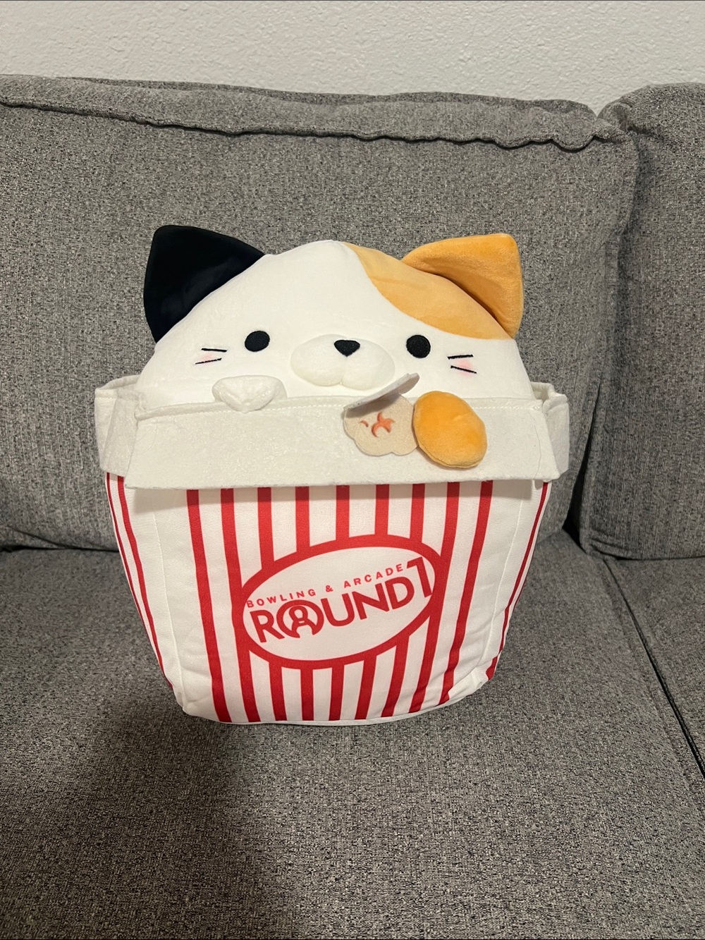 Cat Plush Popcorn Bucket - White, Black & Orange
